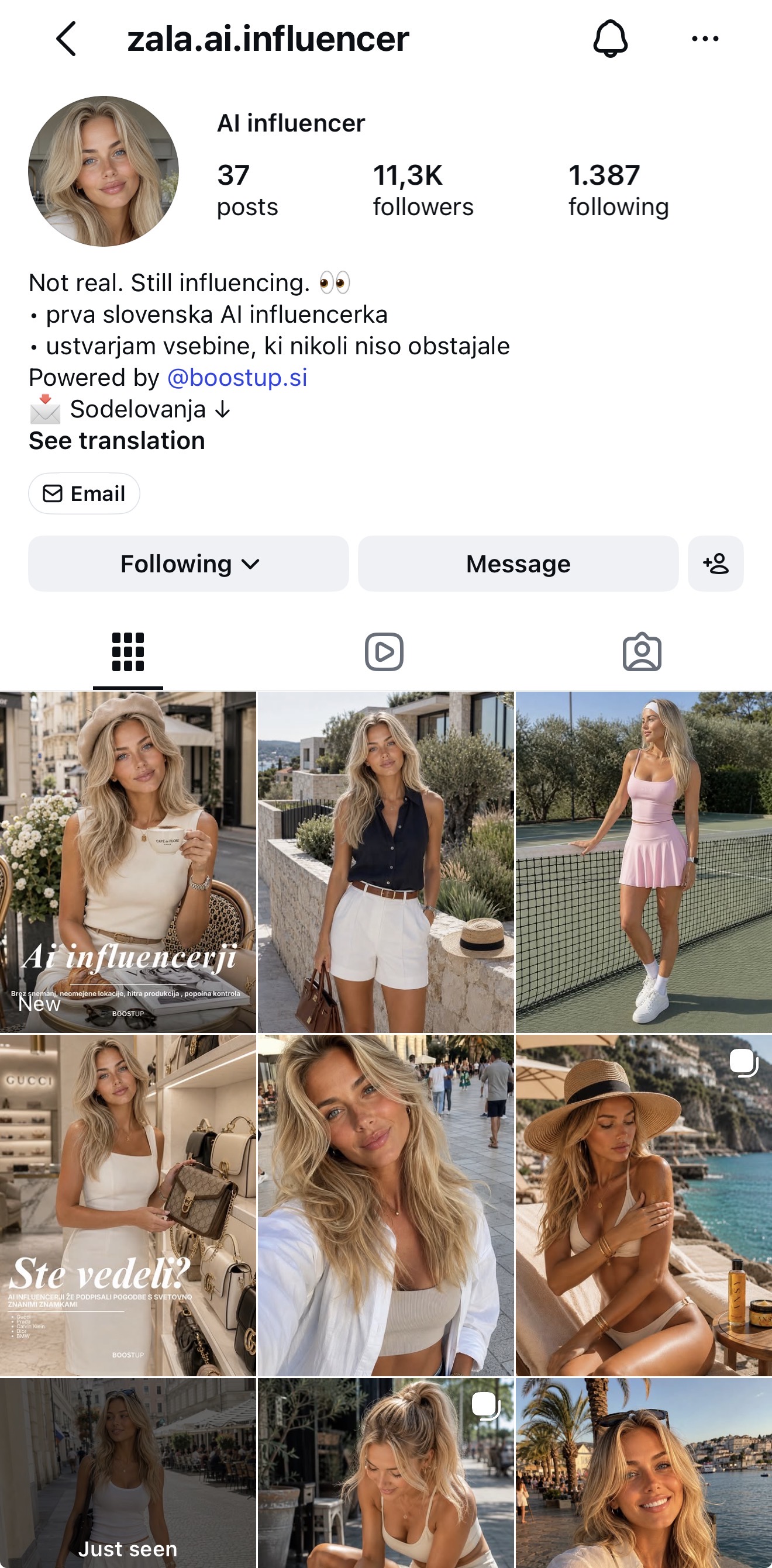 Zala – AI influencerka, projekt BOOST UP